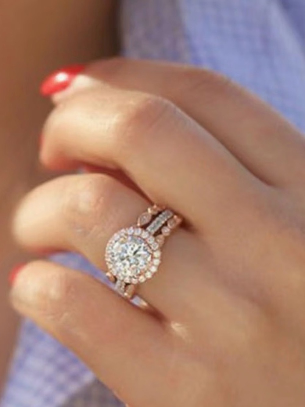 NWT-18k Rose Gold SS 3 Piece Round Cut CZ Ring Set